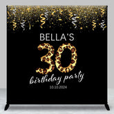 Lofaris Ribbons Leopard Black Custom 30th Birthday Backdrop